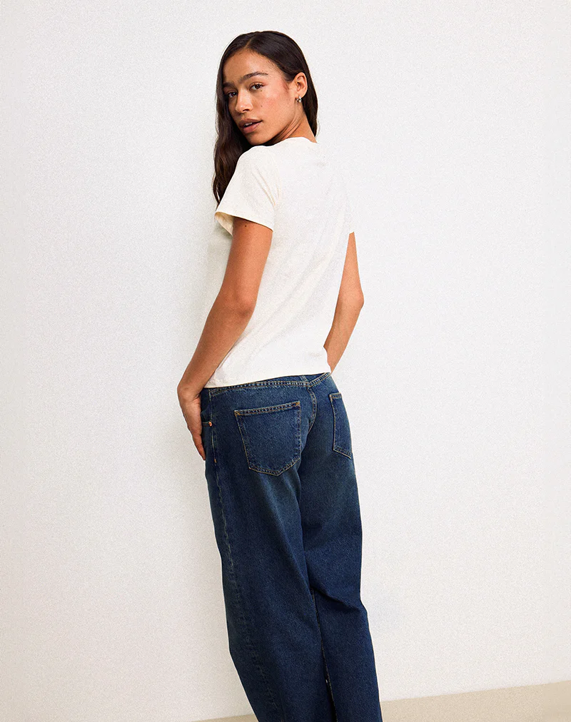 Saki Tee in Ivory with Retro Cassette Motif - Image 4