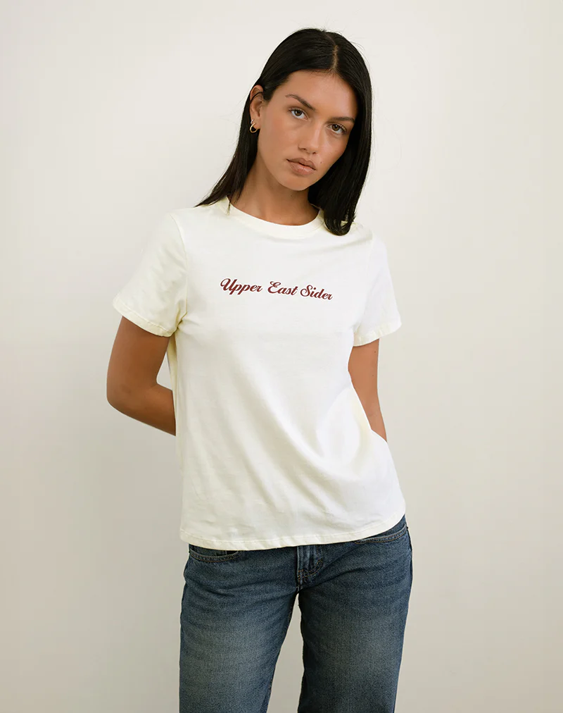 Saki Tee in Ivory with Upper East Sider Print - Image 2