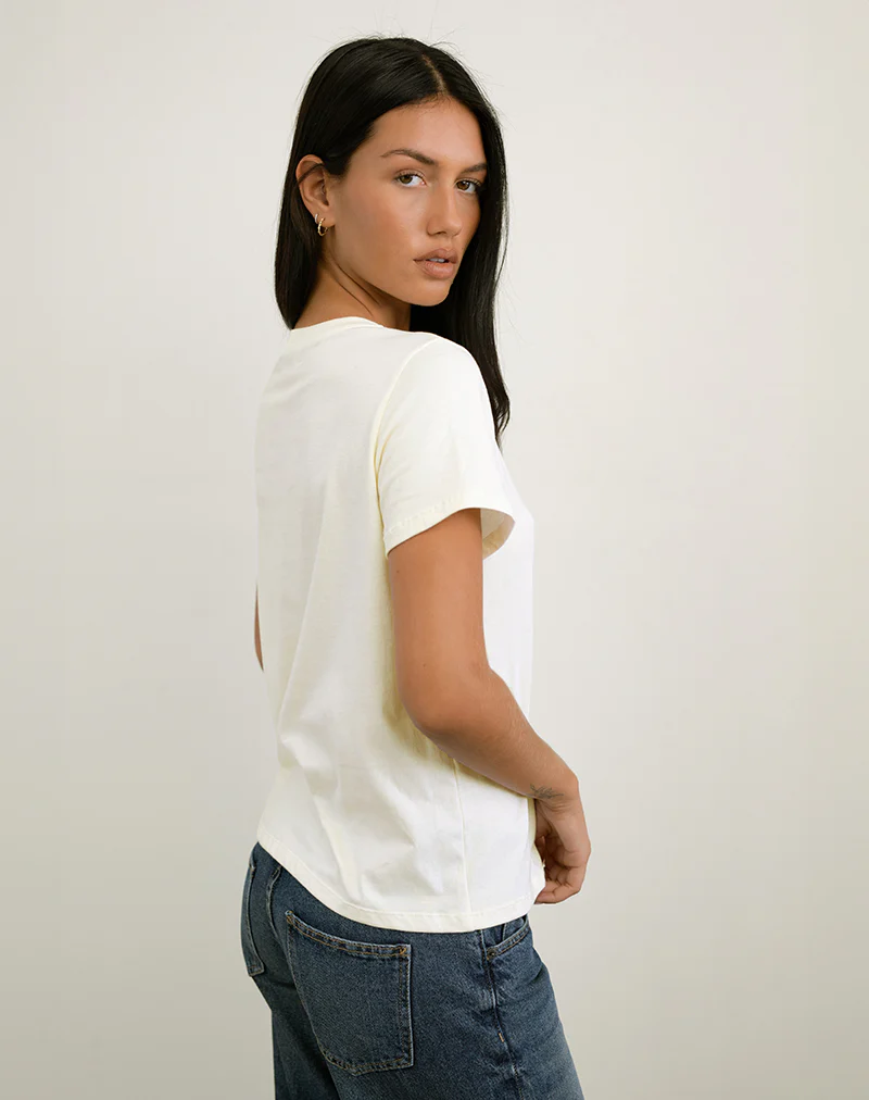 Saki Tee in Ivory with Upper East Sider Print - Image 5