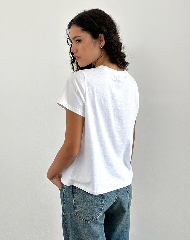 Saki Tee in White Argument Mood Print - Image 4
