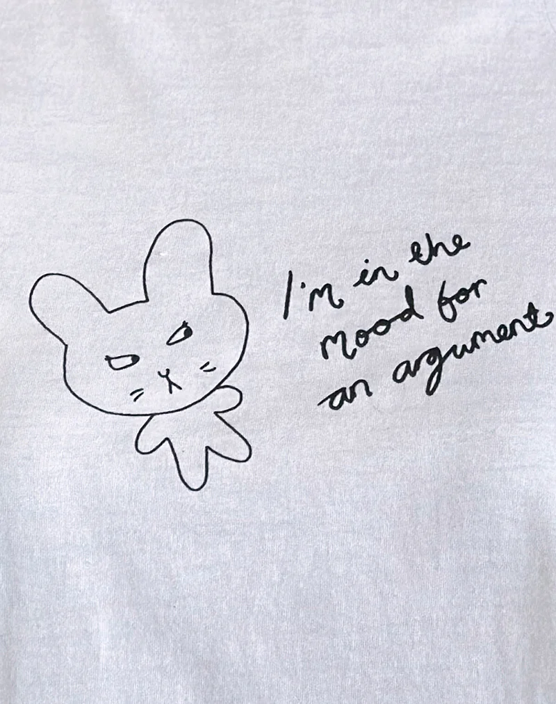 Saki Tee in White Argument Mood Print - Image 6