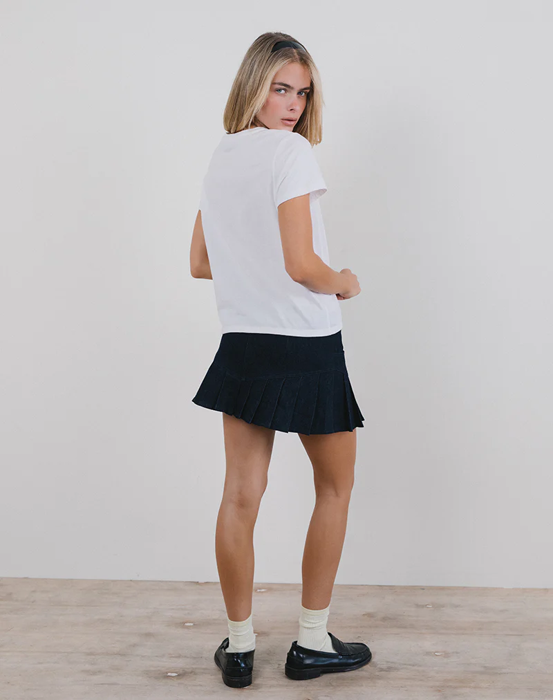 Saki Tee in White with Baby Deer Print - Image 3