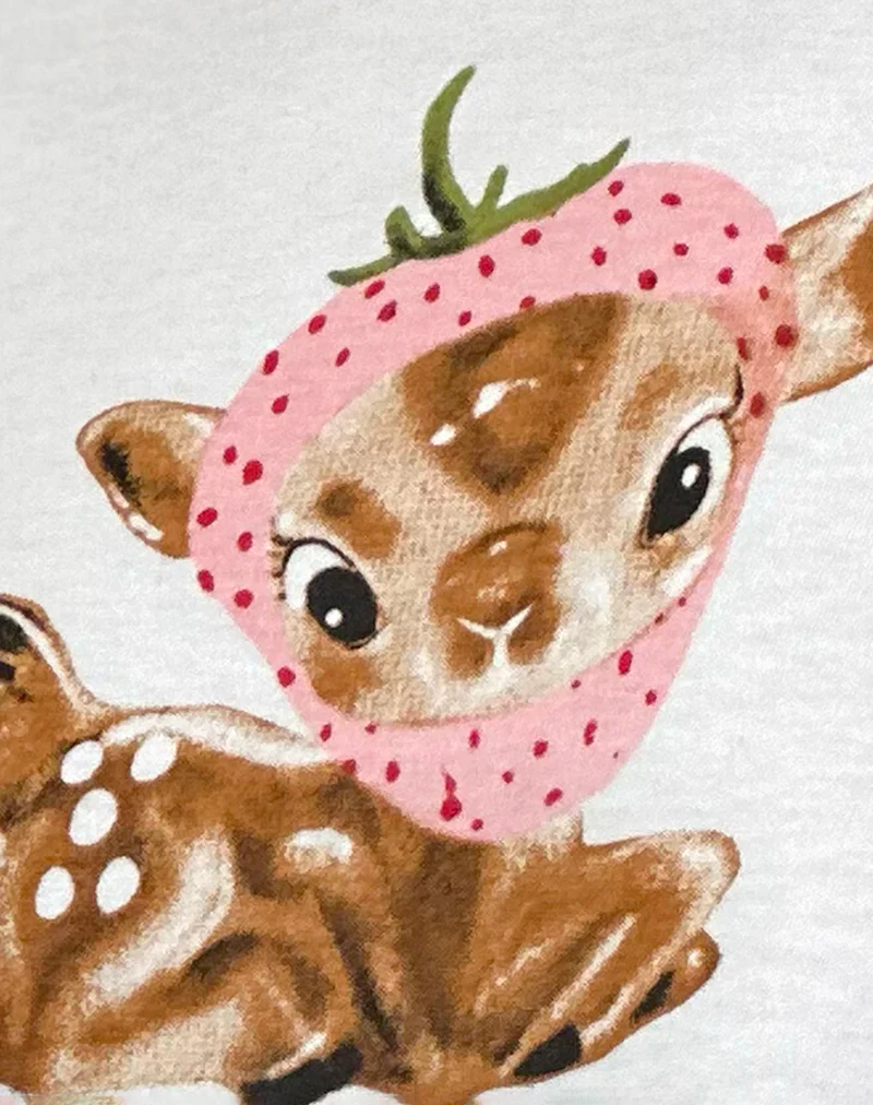 Saki Tee in White with Baby Deer Print - Image 6