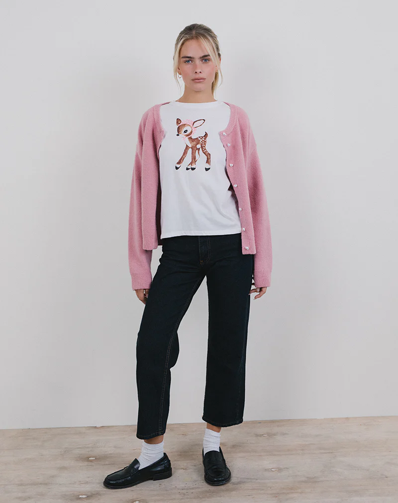 Saki Tee in White Deer with Scarf - Image 3