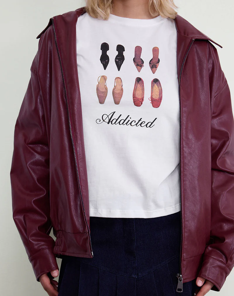 Saki Tee in White with Shoe Addicted Print - Image 5
