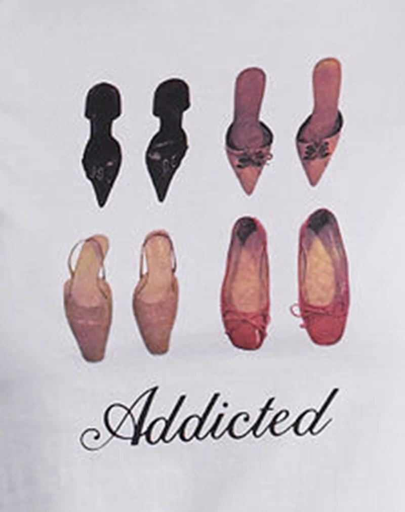 Saki Tee in White with Shoe Addicted Print - Image 6