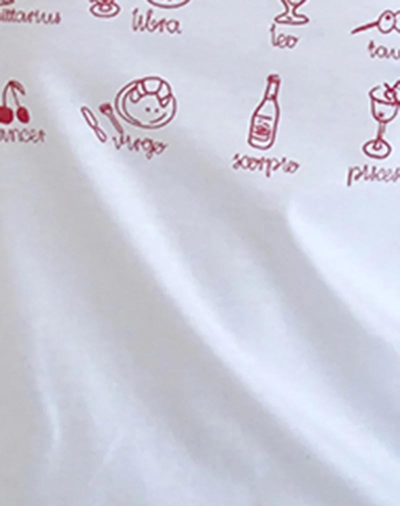 Saki Tee in White with Red Star Signs Print - Image 6