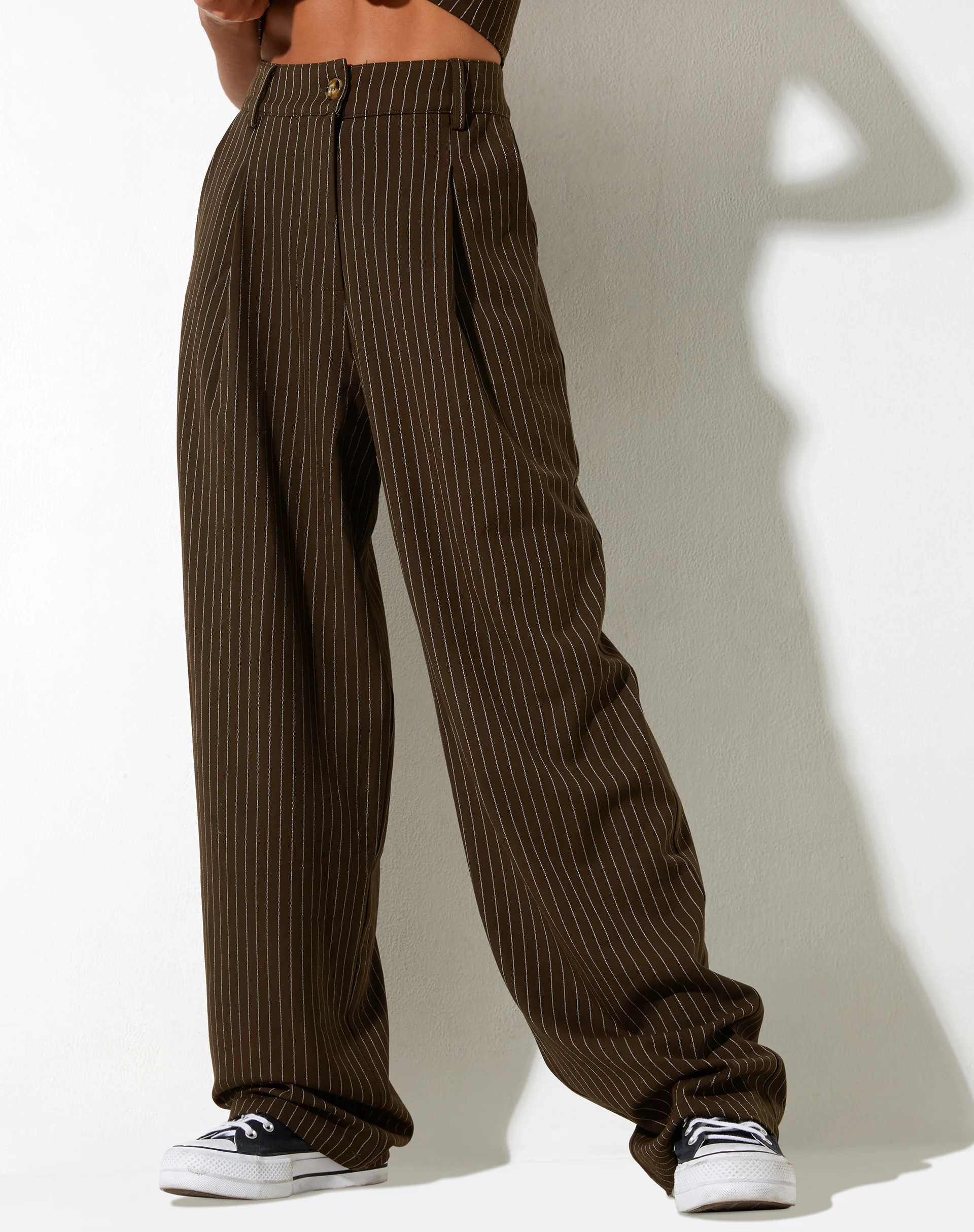Sakila Trouser in Pinstripe Brown - Image 3