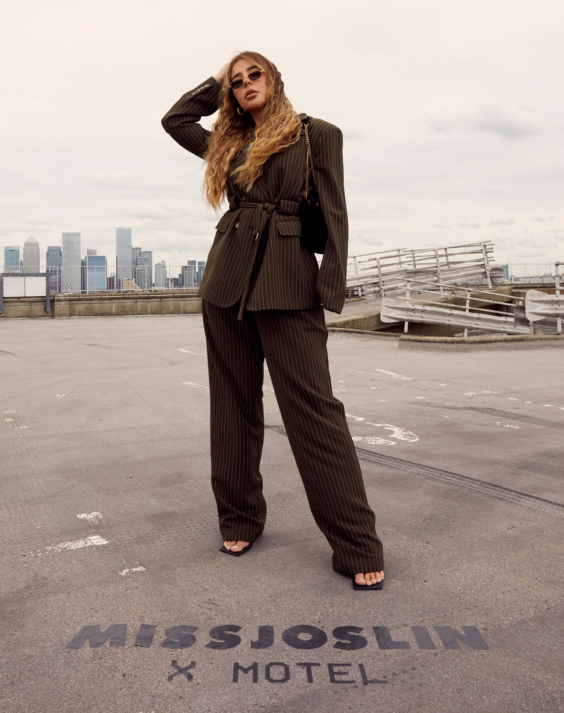 Sakila Trouser in Pinstripe Khaki - Image 3
