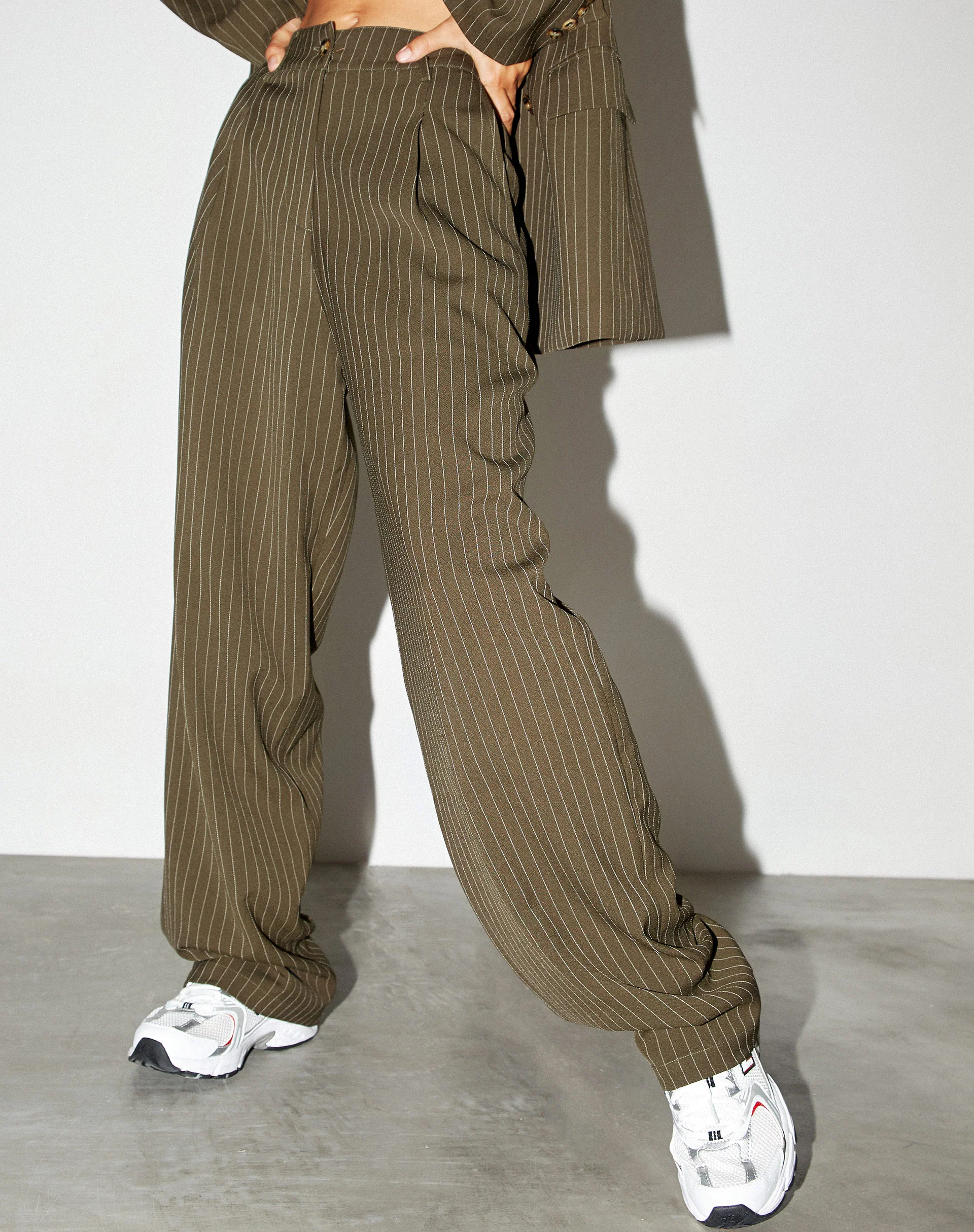 Sakila Trouser in Pinstripe Khaki - Image 5