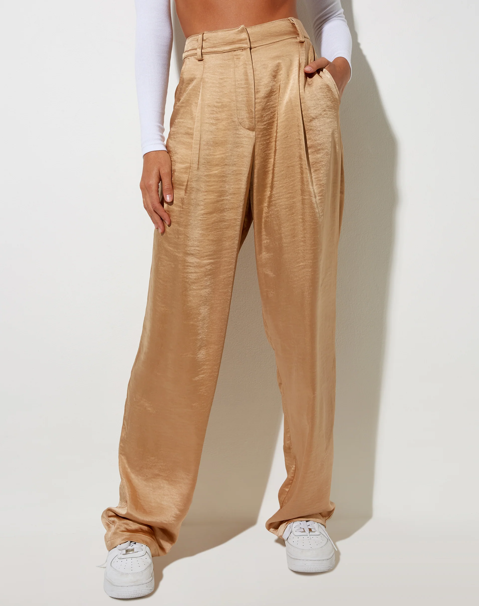 Sakila Trouser in Satin Golden Sand - Image 3