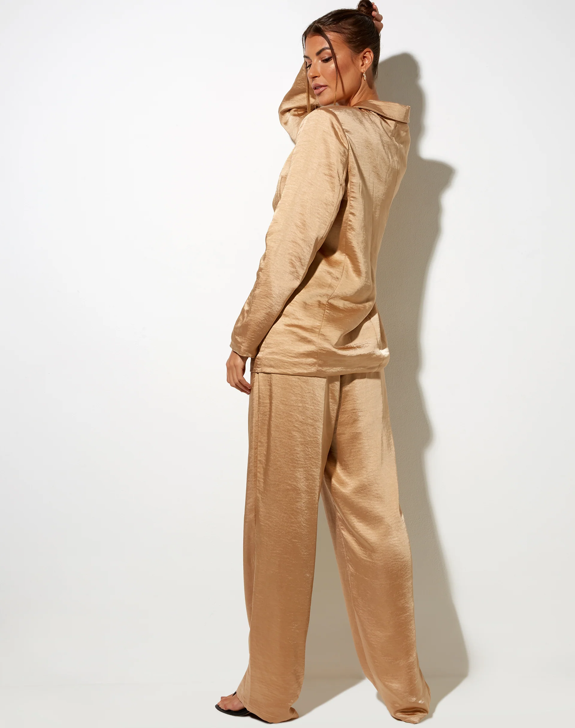 Sakila Trouser in Satin Golden Sand - Image 4