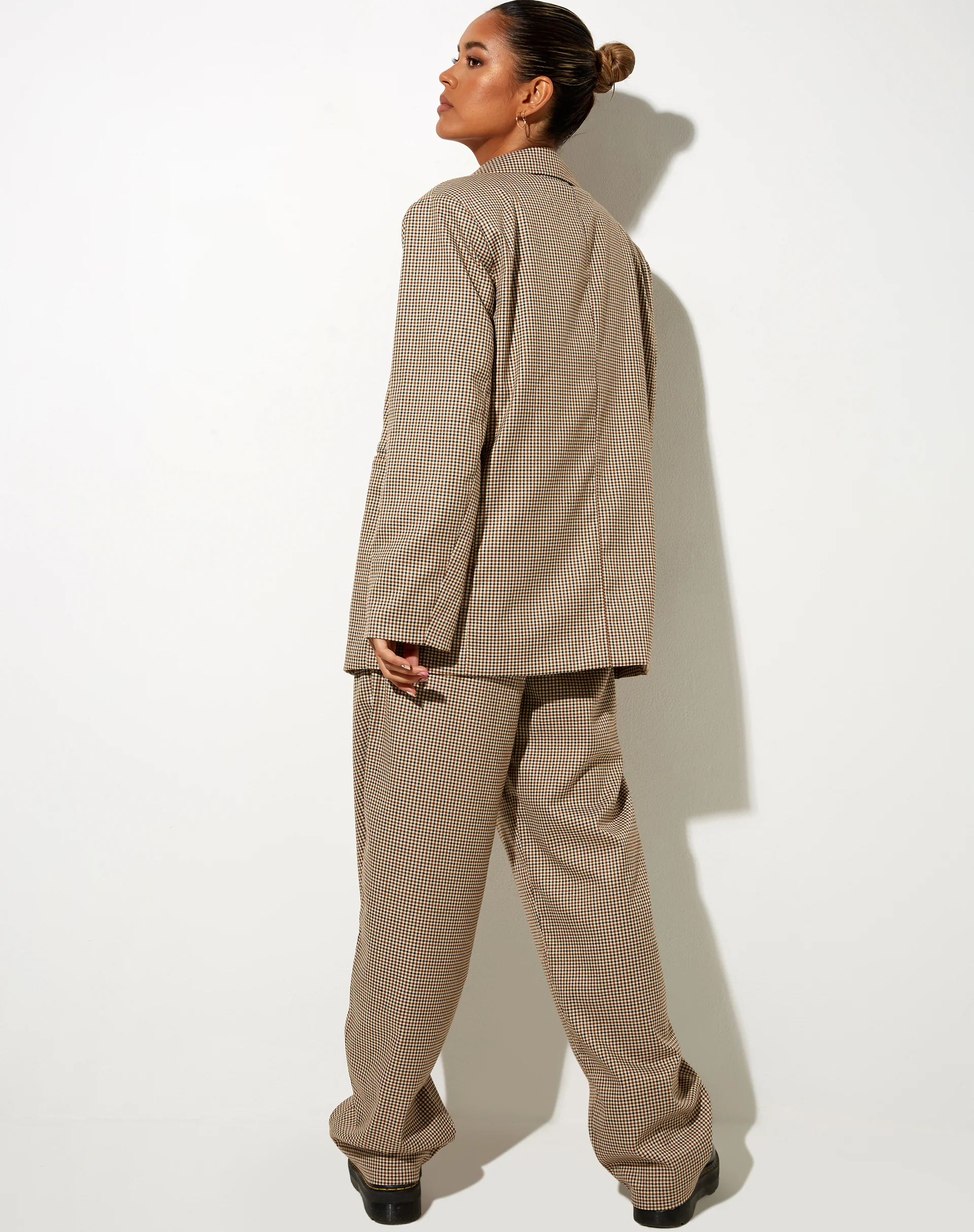Sakila Trouser in Small Check Brown - Image 2