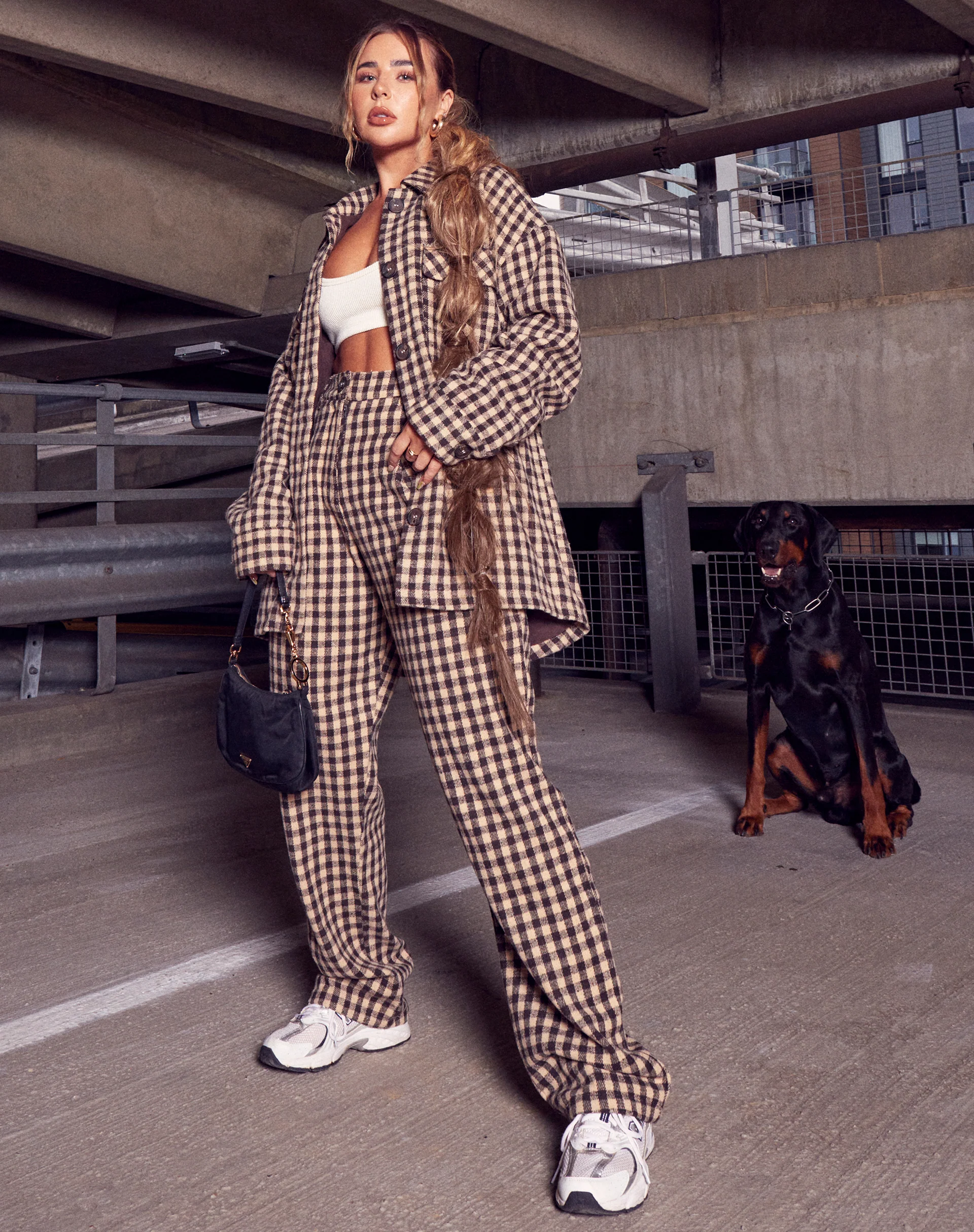 Sakila Trouser in Gingham Tan and Black - Image 2