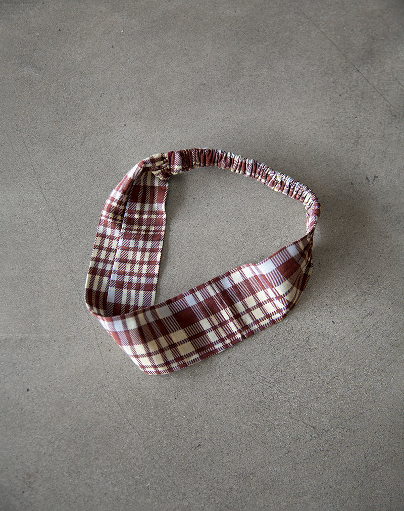 Sala Headband in Multicheck Brown - Image 3