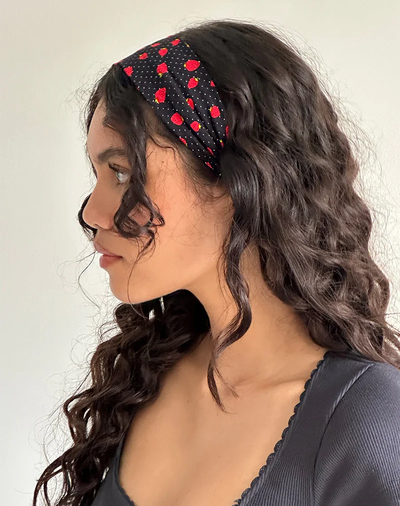 Sala Headband in Strawberry Polka Black - Image 2