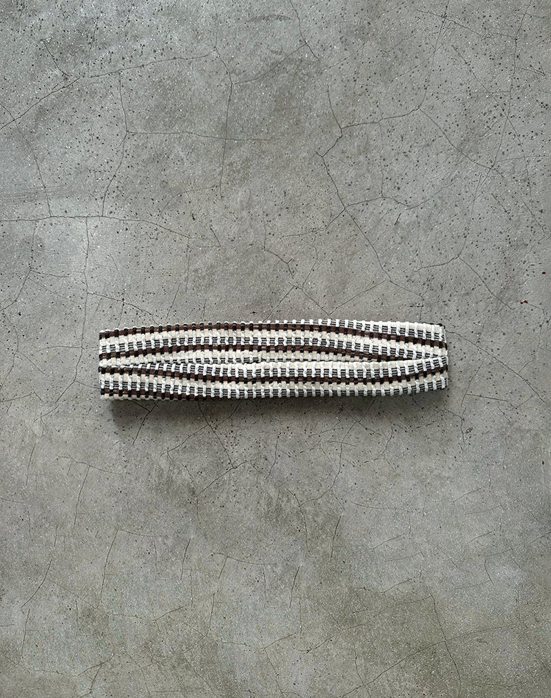 Sala Headband in Brown Stripe Textured Rib - Image 2