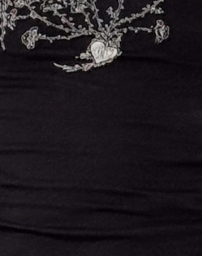 Salaka Long Sleeve Top in Black Script Heart Graphic - Image 6