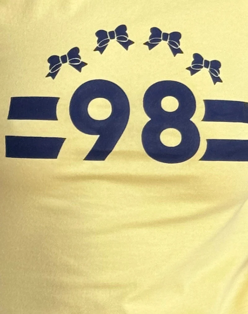 Salda Tee in Lemonade with Navy Binding and '98' Emb - Image 6