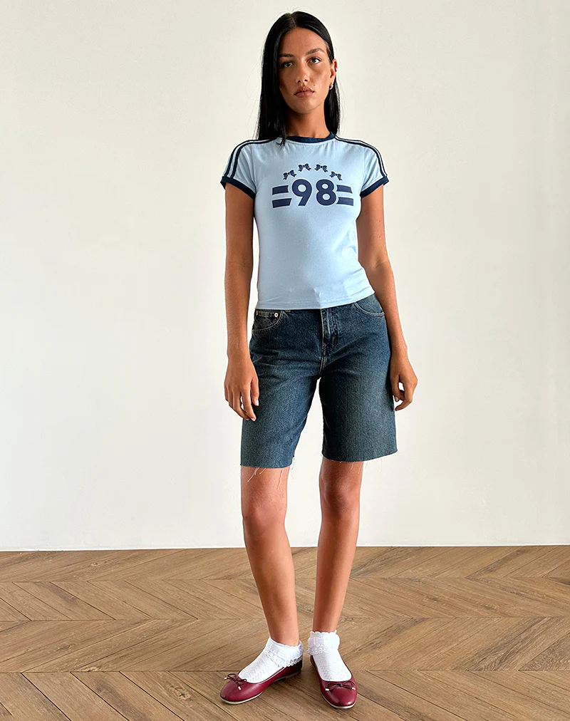 Salda Tee in Nantucket Blue with Navy Binding and '98' Emb - Image 3