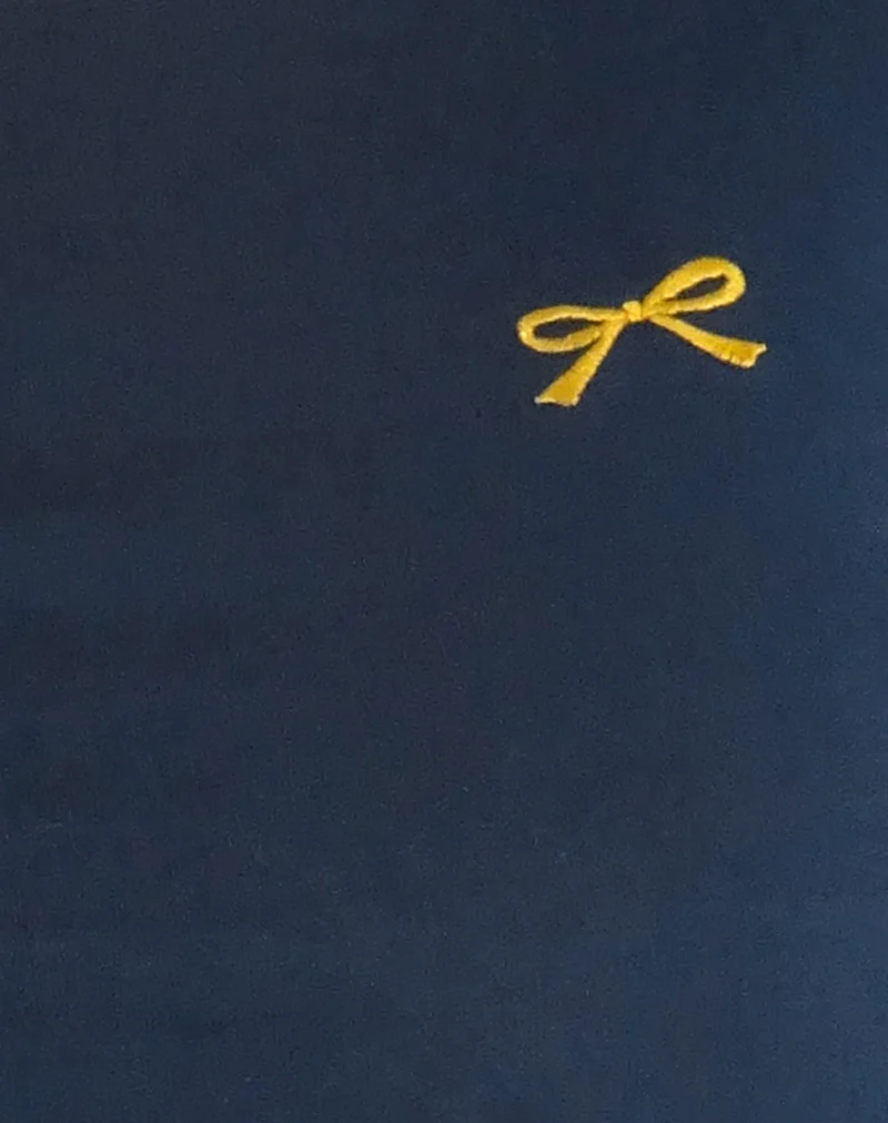 Salda Top in Navy with Mustard Binding and Bow Embroidery - Image 6