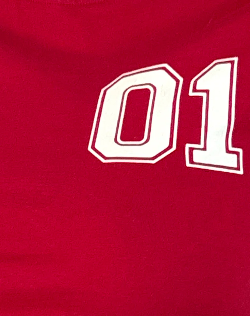 Salda Tee in Tango Red with Off White Binding - Image 5