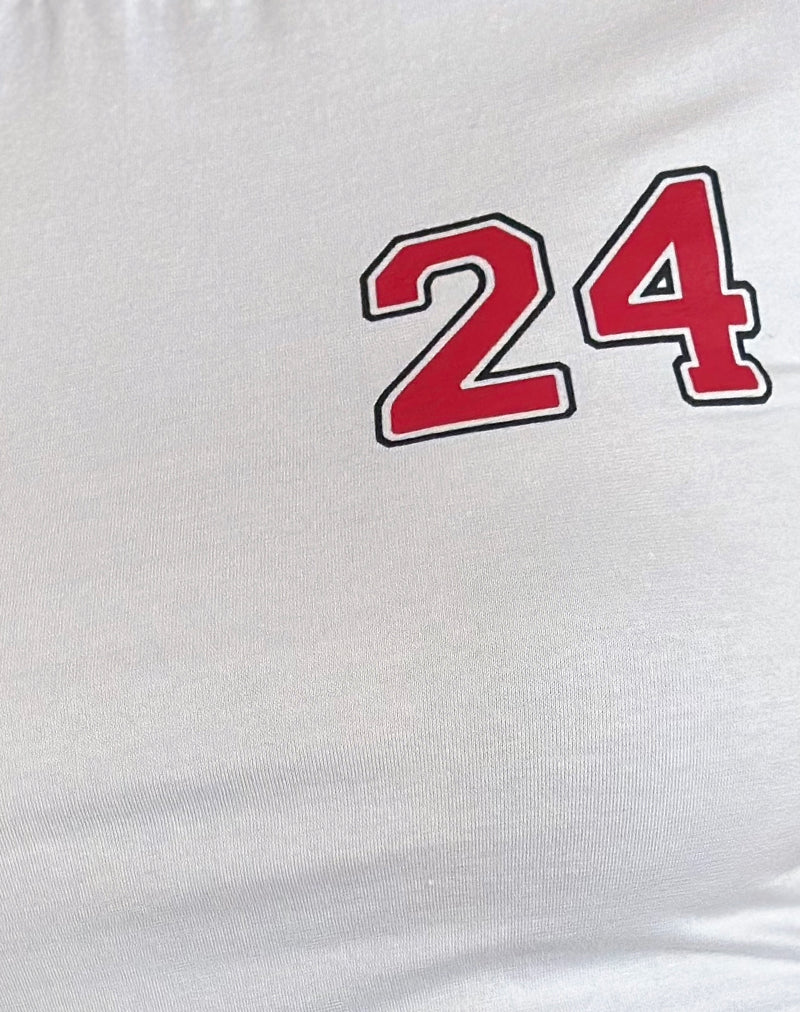 Salda Tee in White with Tango Red Binding - Image 5
