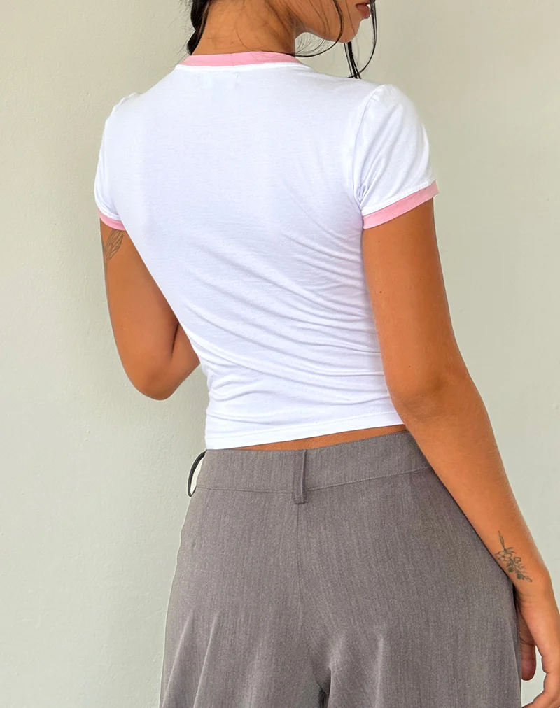 Salida Top in White with Flamingo Pink Binding - Image 3