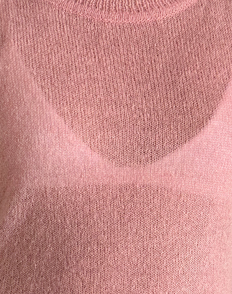 Salisha Tank Top in Pink Sheer Knit - Image 6
