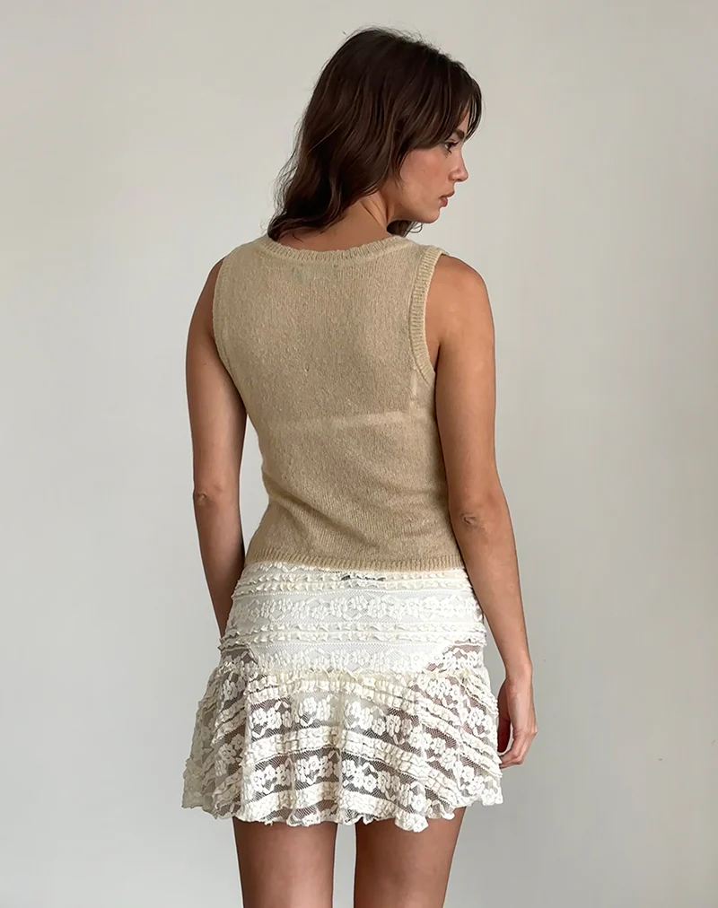 Salisha Tank Top in Natural Sheer Knit - Image 4