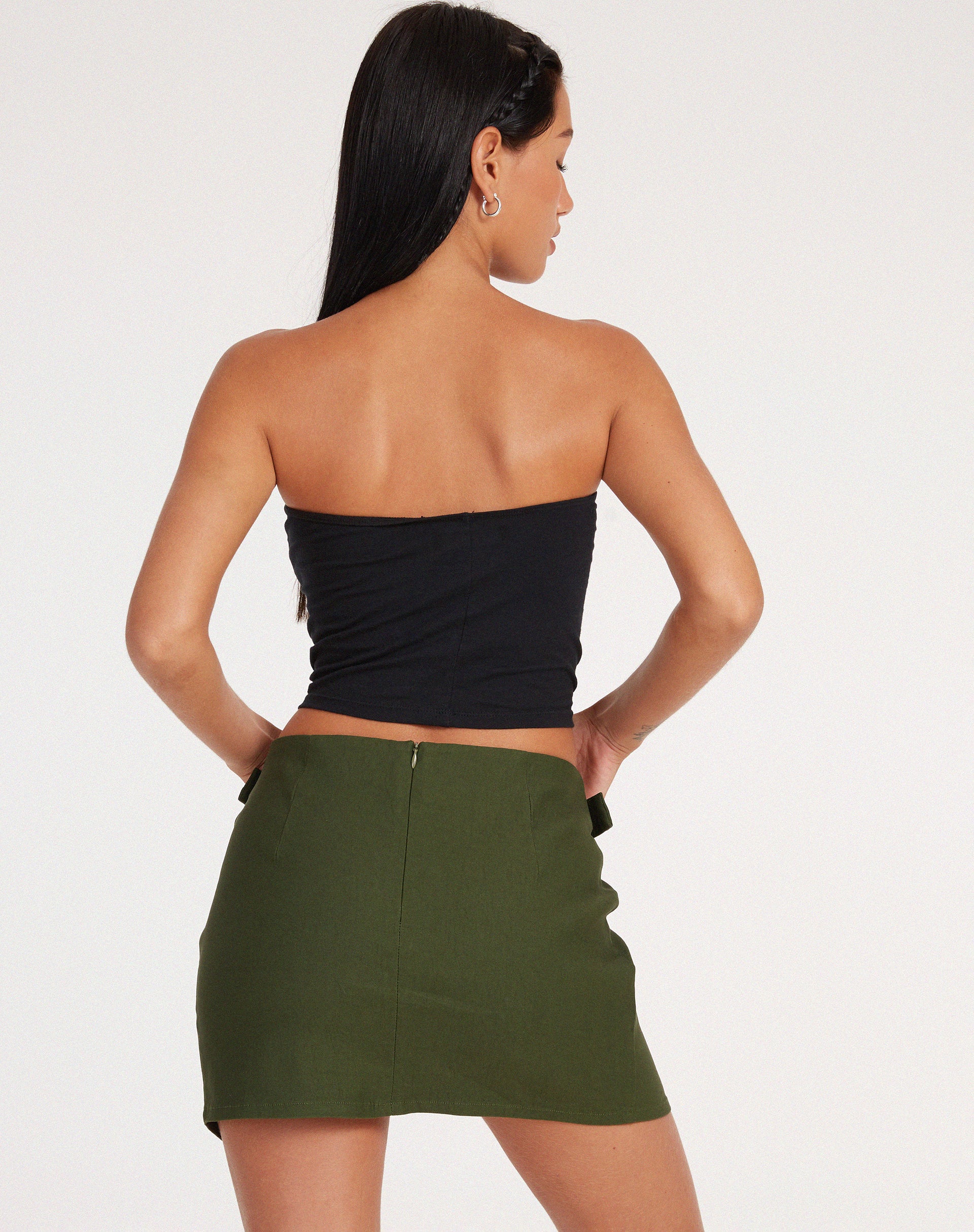 Salma Mini Skirt in Olive - Image 3