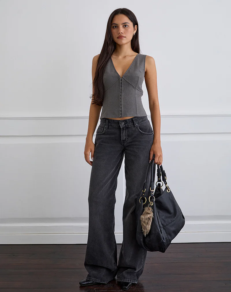 Salpa Plunge Top in Tailoring Charcoal - Image 2