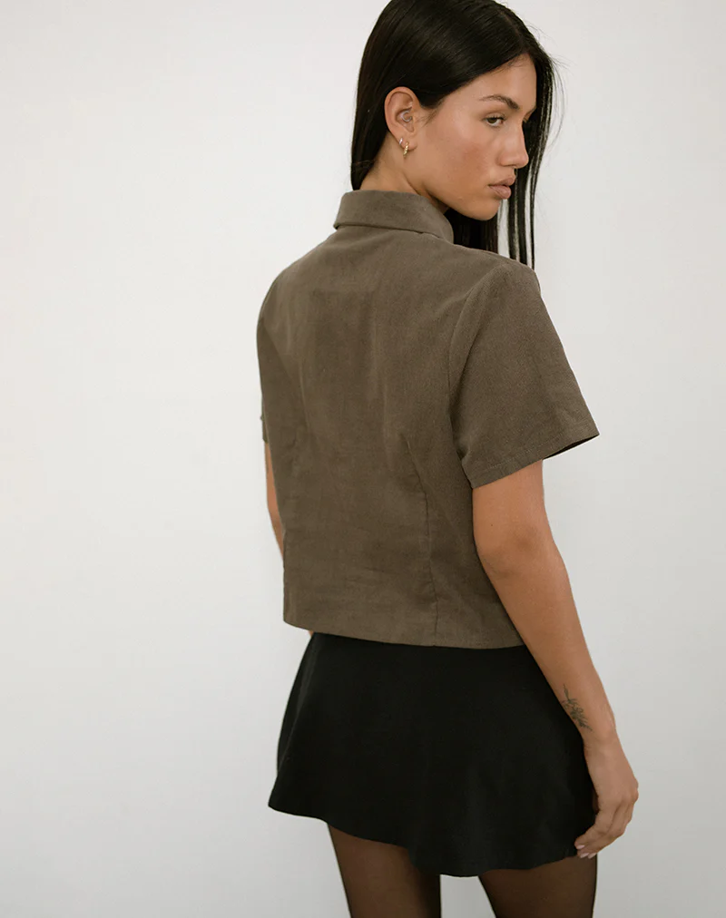 Samas Shirt in Cord Taupe - Image 2