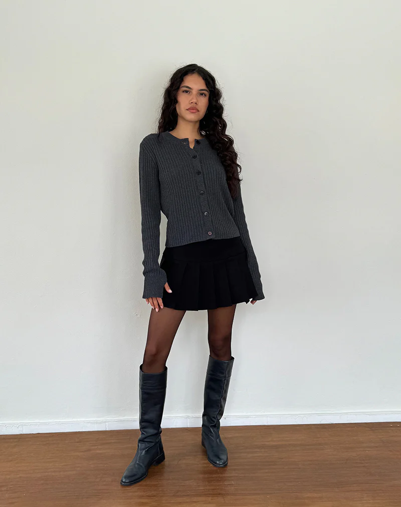 Samaya Knit Cardigan in Dark Charcoal - Image 5