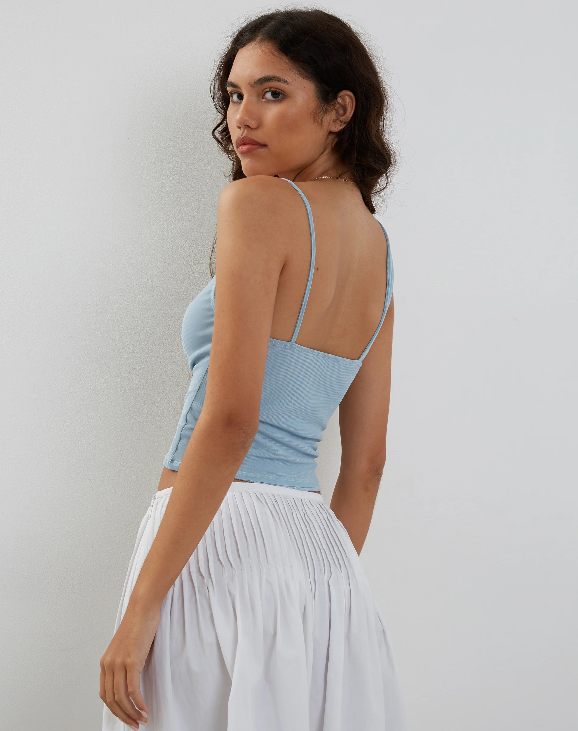 Sambu Mesh Vest Top in Pastel Blue - Image 4