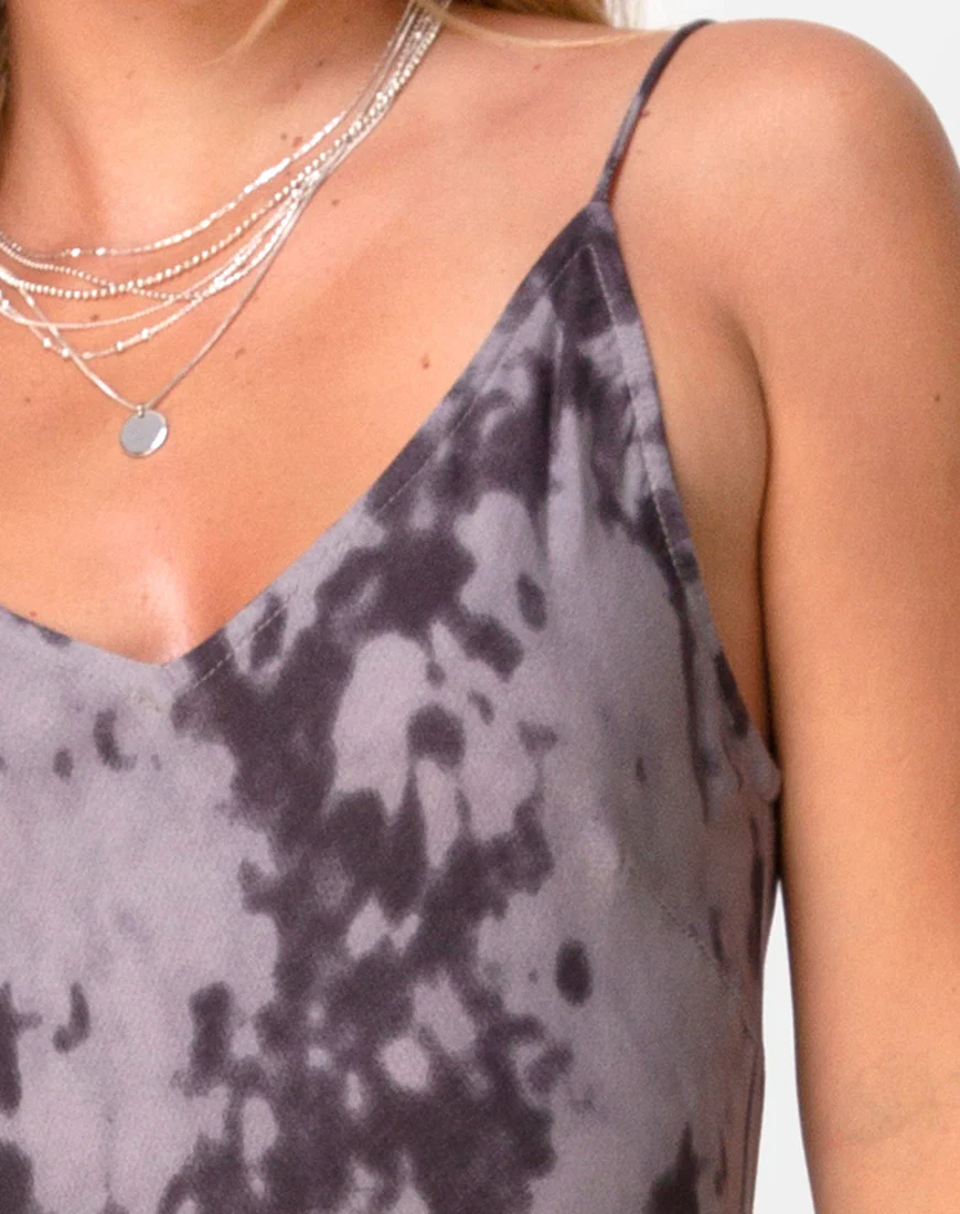 Samia Midi Dress in Grey Bleached Tie Dye - Image 5