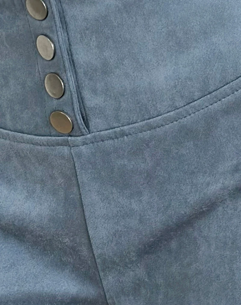 Samila Seamed Hotpant in Faux Suede Dusty Blue - Image 6