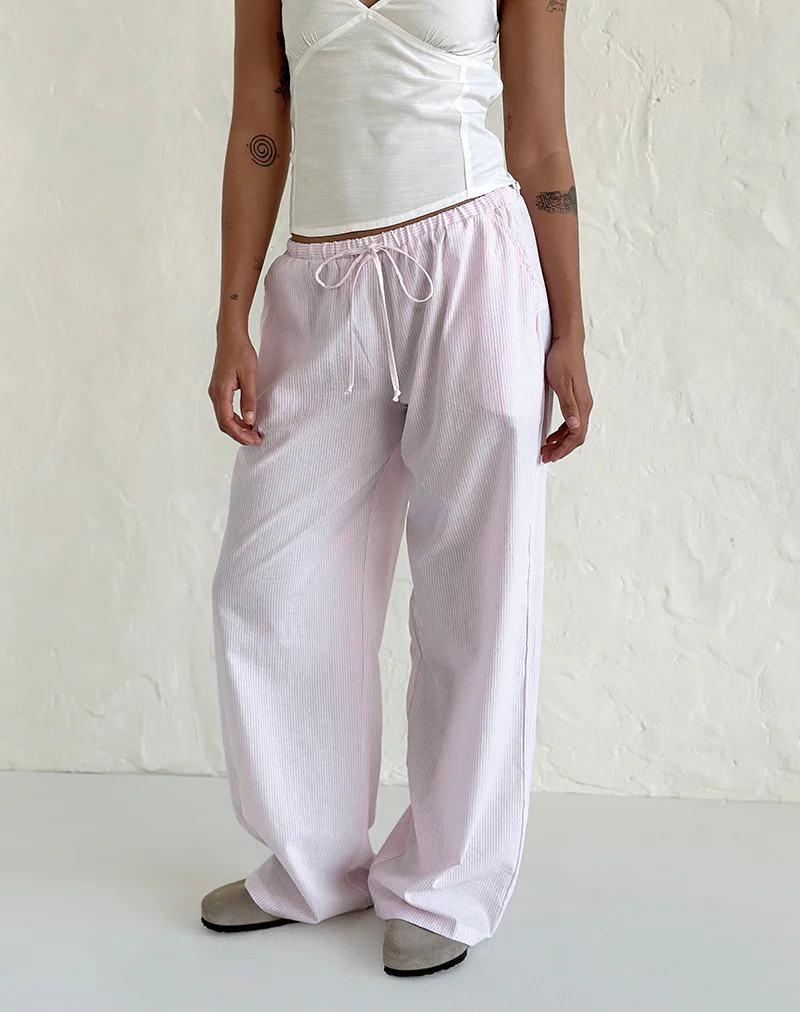 Samir Trouser in Cotton Pink Stripe - Image 2