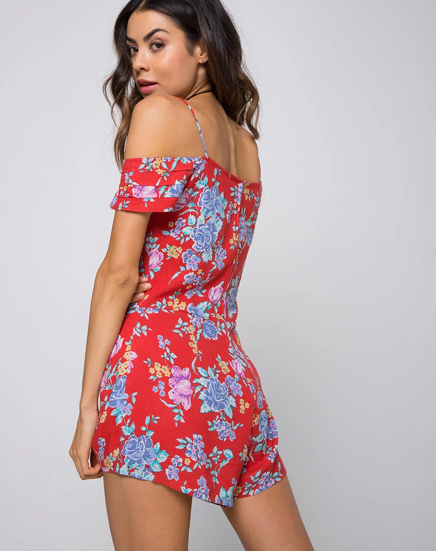 Samitta Cold Shoulder Playsuit in Vintage Fleur - Image 2
