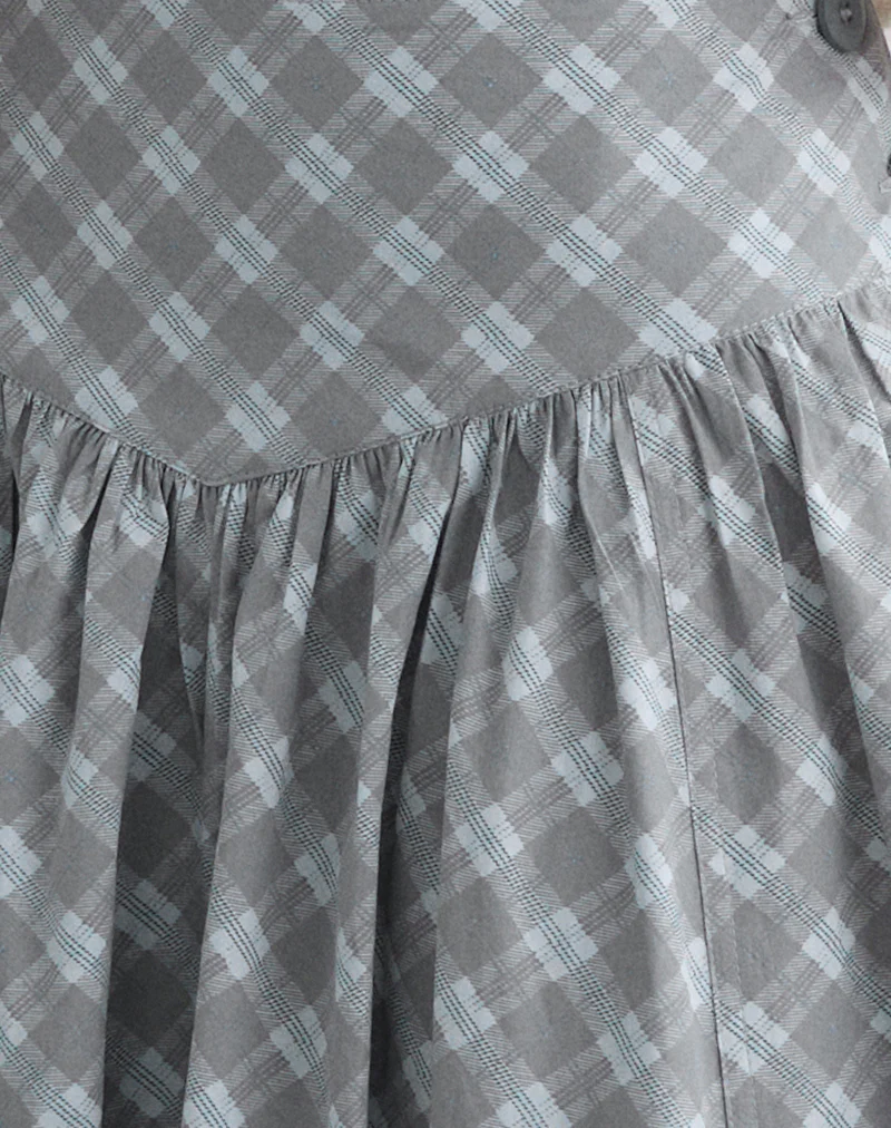 Sanadi Midi Skirt in Poplin Oblique Check Grey - Image 5