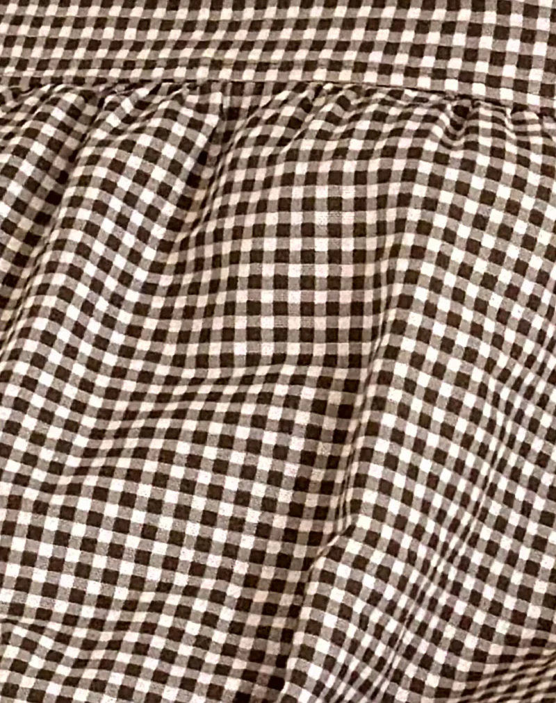 Sanaly Mini Dress in Mini Gingham Brown - Image 5