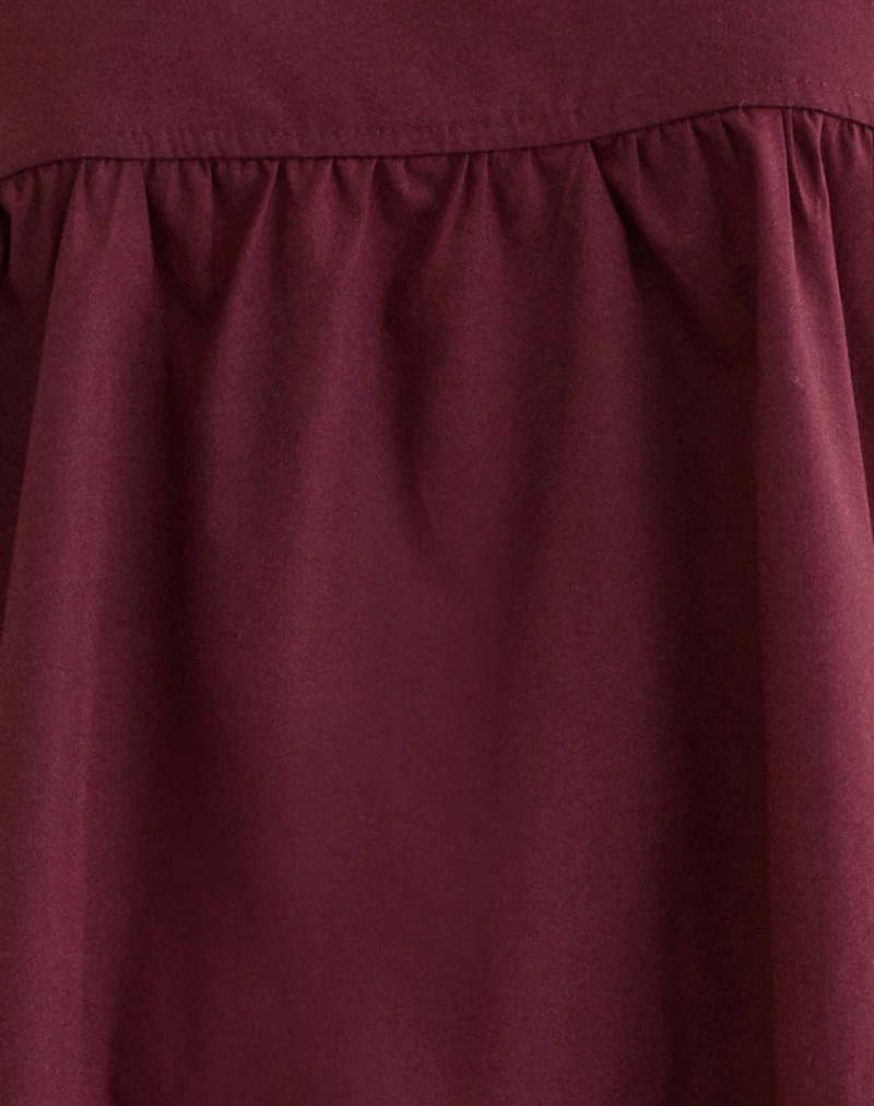 Sanaly Mini Dress in Poplin Maroon - Image 6