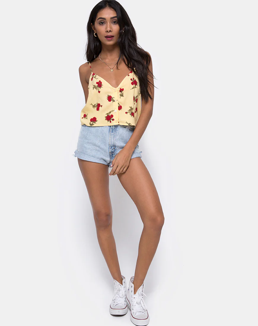 Sanami Cami Top in Falling Rose Yellow - Image 3
