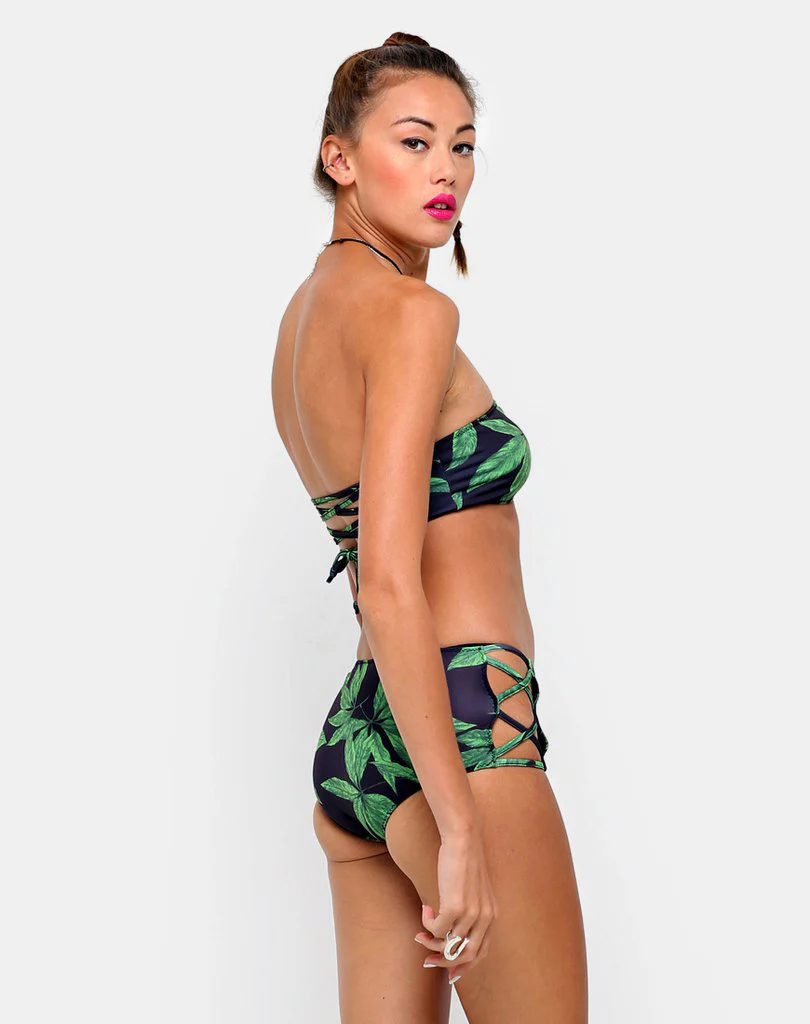 Sandrift Strapless Bikini Bottom in Palm Leaf Green - Image 2