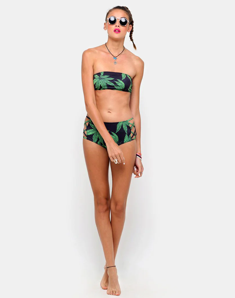 Sandrift Strapless Bikini Bottom in Palm Leaf Green - Image 3