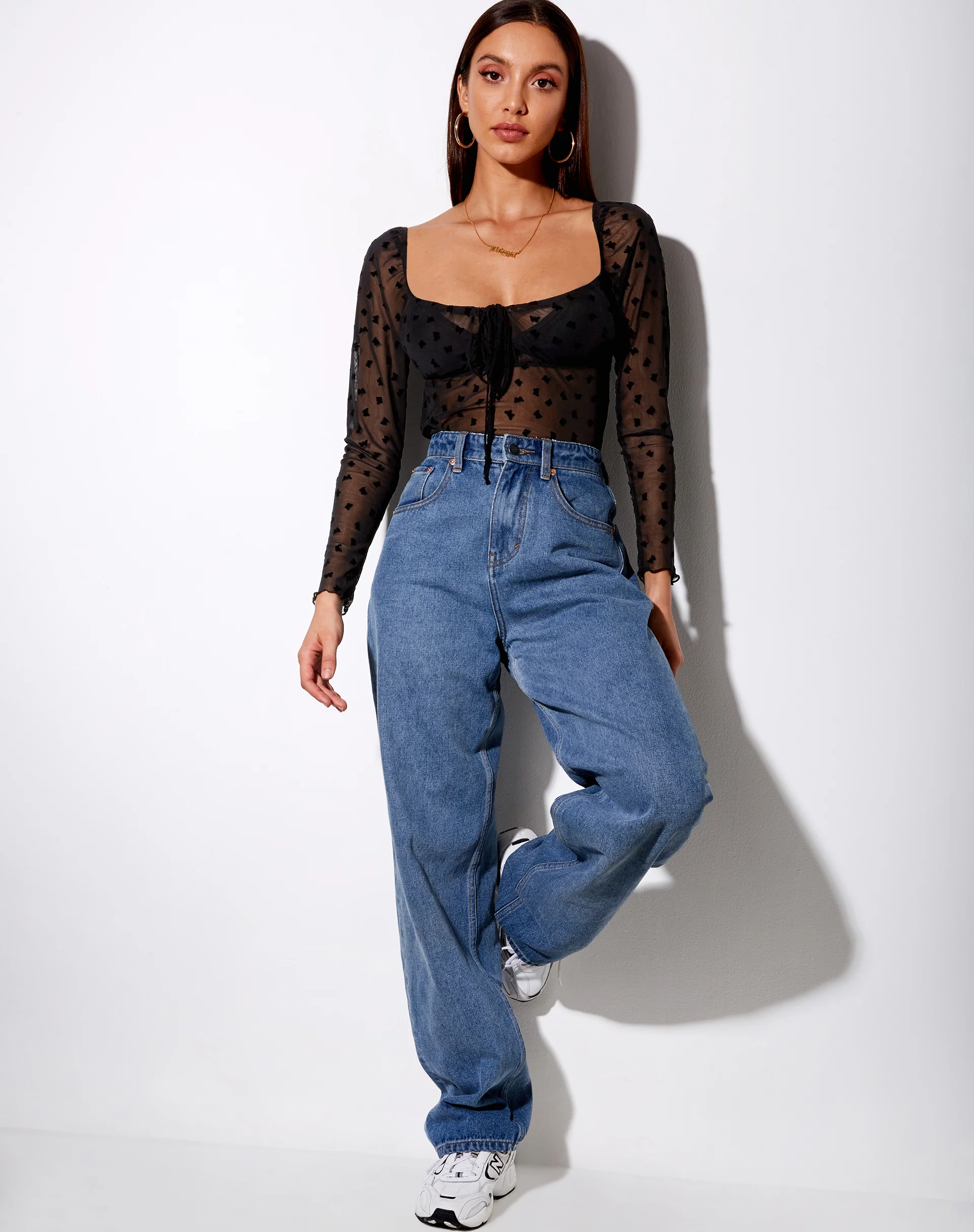 Sanila Crop Top in Black Flock Flutterby - Image 3