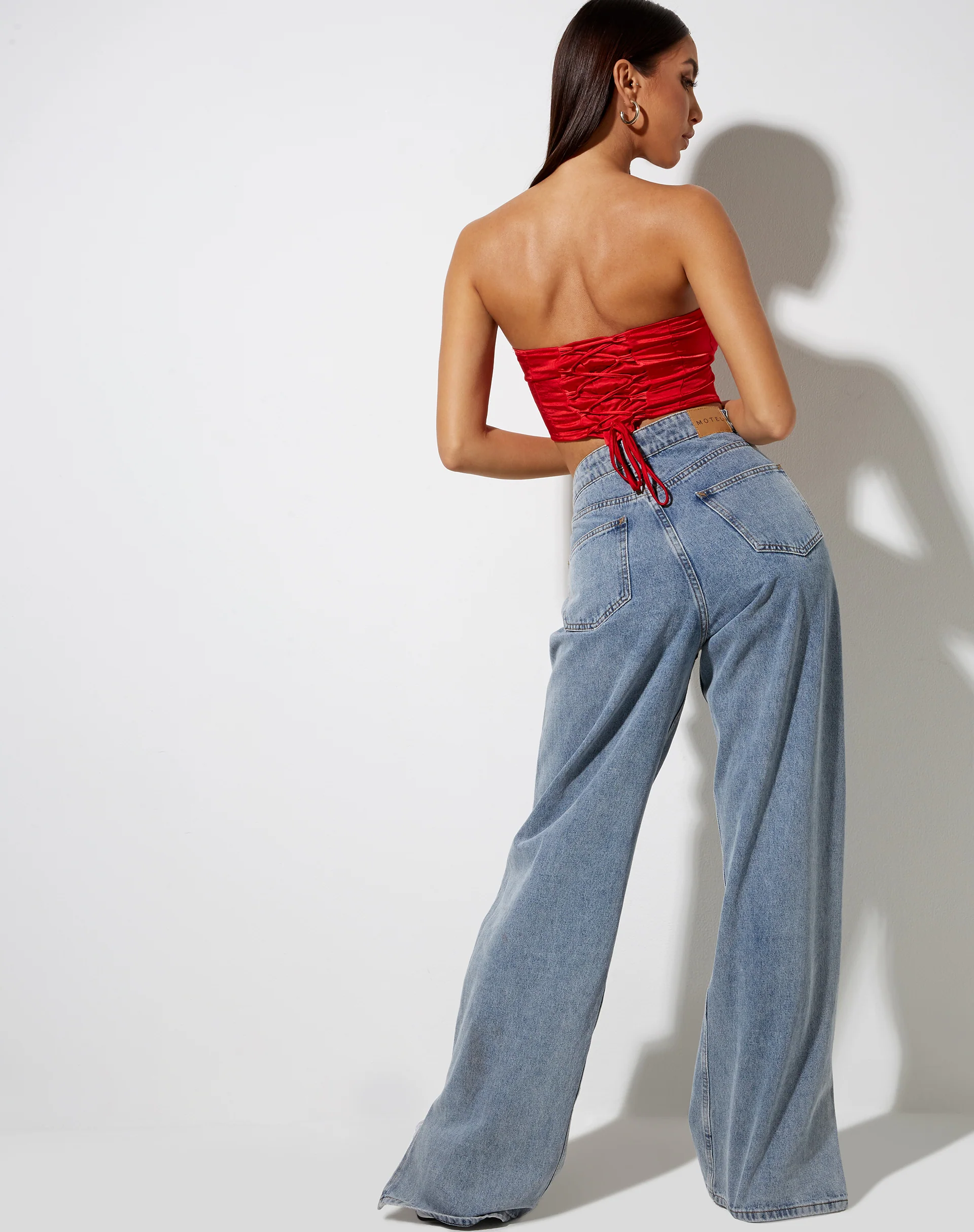 Sanja Bandeau Top in Satin Red - Image 3