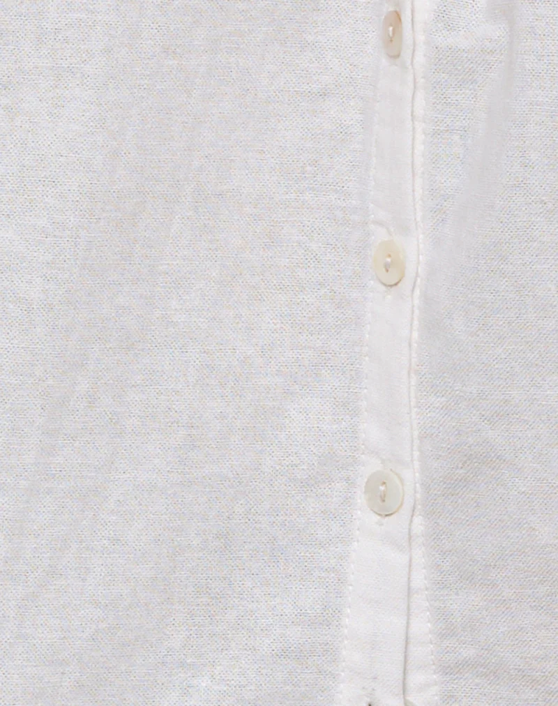 Sanja Scoop Button Top in Ivory - Image 6
