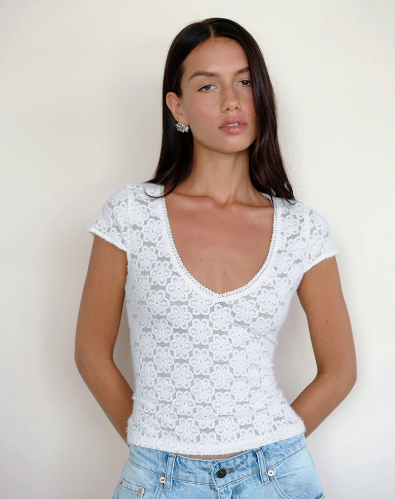 Sanjana Top in Lace Ivory