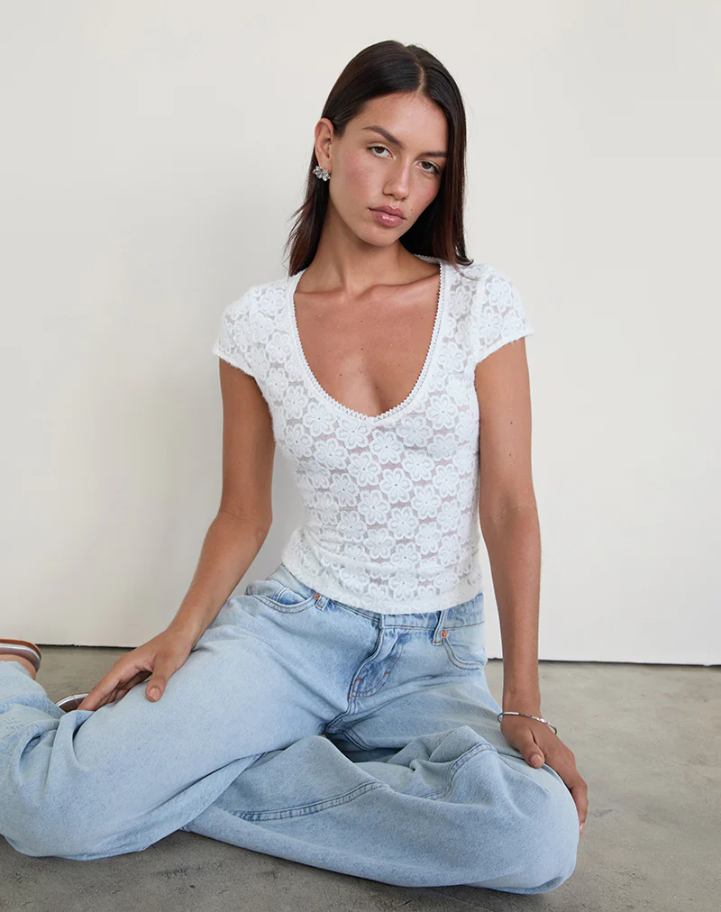 Sanjana Top in Lace Ivory - Image 3